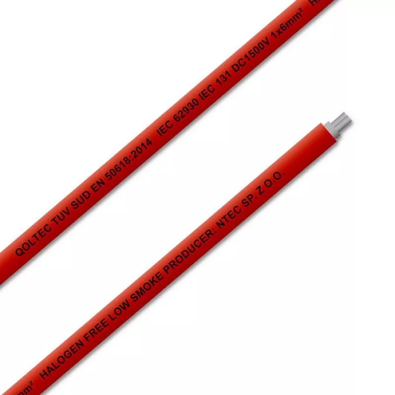 Cabo solar QOLTEC 53852 6 mm², rolo de 100 m, vermelho