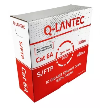 Cabo de rede Q-LANTEC S/FTP Cat.6A, Twisted Pair, LSOH