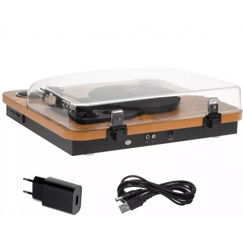 Adler AD 1914e gira-discos com USB, Bluetooth, 33 1/3 e 45 rpm, cápsula cerâmica, altifalantes integrados de 2x0,8 W, saída RCA