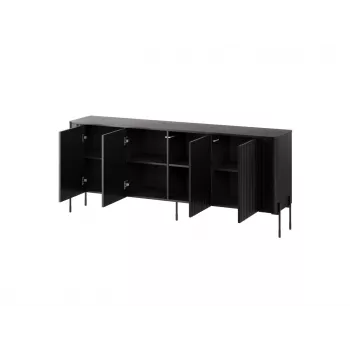 Cómoda cama meble VERA 190x40x80 cm, preto mate, aglomerado, estrutura 16 mm