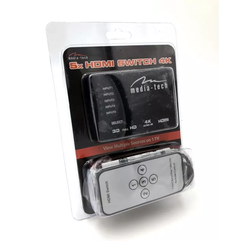Media-Tech MT5207 Comutador HDMI 5x, 4K