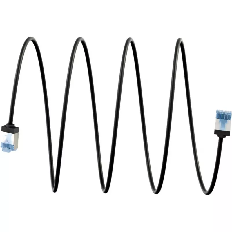 Goobay Cabo de rede CAT 6A ultra-flexível fino U/FTP preto – ficha extra-curta (74320)