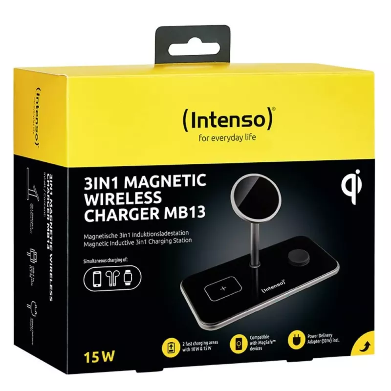 Auscultadores Intenso MB13 sem fios USB carregamento rápido pretos