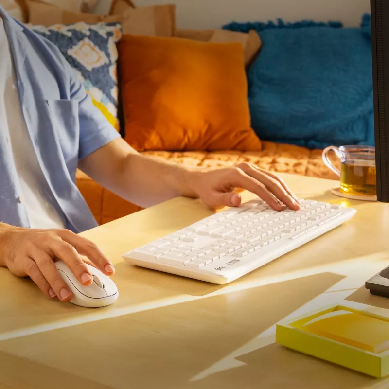 Conjunto de teclado e rato Logitech MK295 Silent, Branco, sem fios via recetor USB, layout suíço, 920-009872