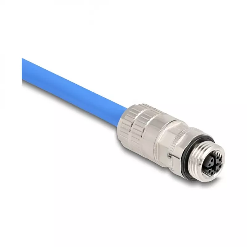 Conector de cabo DeLOCK 86056 M12 preto aço inoxidável conector fêmea