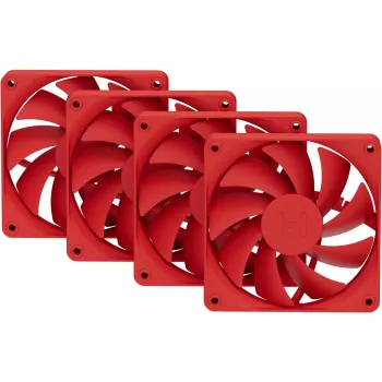 Ventoinha de refrigeração para computador HYTE FA12-RR-4 120 mm, 1500 rpm, 72 m³/h, 1,6 mmH2O, rolamento fluido dinâmico, vermelho, pack de 4
