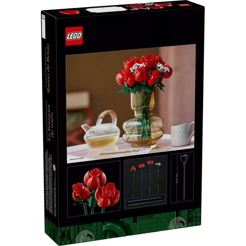 LEGO Icons Buquê de Rosas Flores Artificiais Conjunto para Adultos Coleção Botânica Acessórios de Casa Presente de Dia dos Namorados para Mulheres
