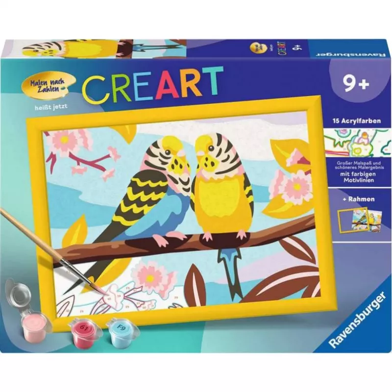 CreArt - Periquitos coloridos, pintura