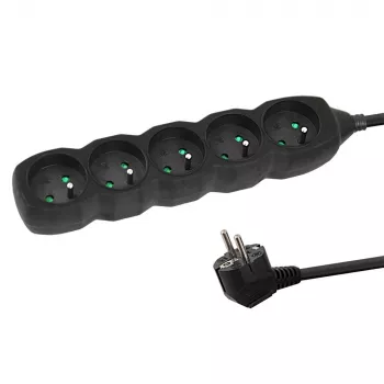 Extensão elétrica ESPERANZA ELK208K — 5 tomadas, cabo de 3 m, preta