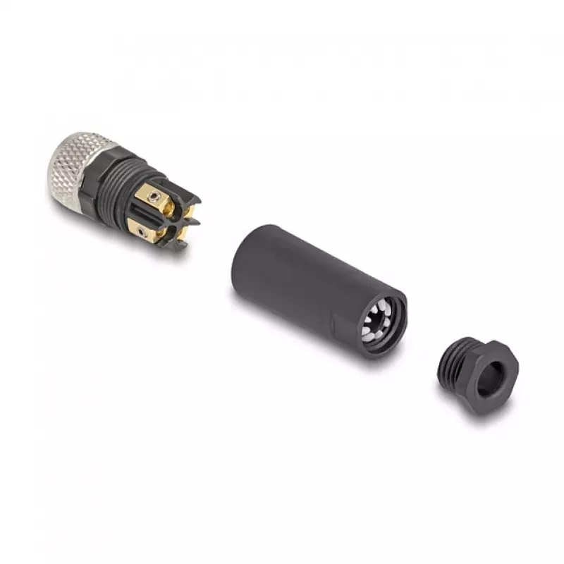 Conector DeLOCK M8 codificação A 4 pinos conector fêmea ligação por parafuso 60532