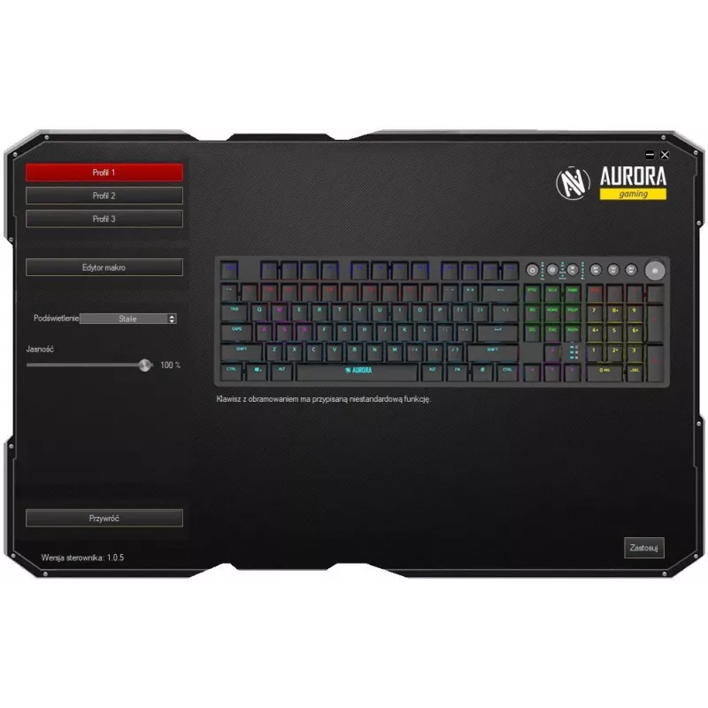 iBOX Aurora K-6 IKGMK6 teclado gaming mecânico de perfil baixo, com fio + RF sem fios + Bluetooth, switches KRGD Red, retroiluminação LED, QWERTY inglês, preto