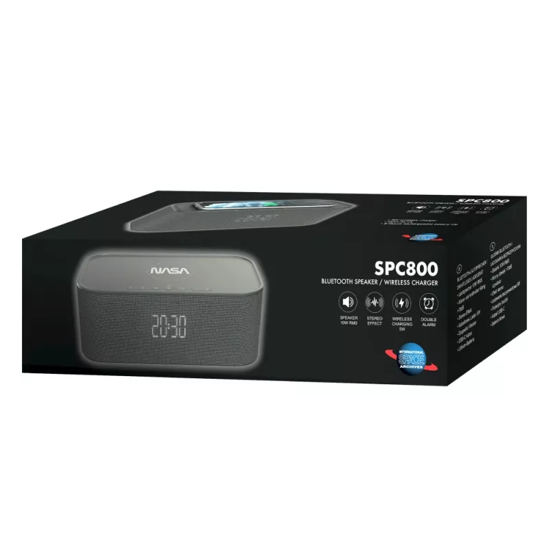 Altifalante Bluetooth/despertador/carregador sem fios NASA SPC800