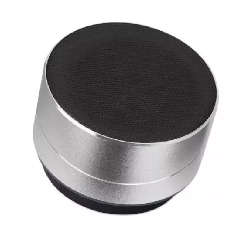 Altifalante Bluetooth Manhattan Metallic, resistente a salpicos, alcance 10 m, leitor de cartões microSD, ligação Aux 3,5 mm, cabo de carregamento USB-A incluído (carregamento 5V), prateado, três anos de garantia