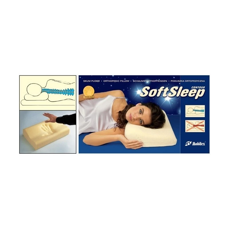 Almofada ortopédica Mobilex SoftSleep tamanho L, espuma ergonómica, 500×300×120 mm, densidade 50 kg/m³