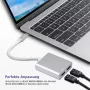 Splitter USB 3.1 Type-C helos 288384 — 2x HDMI 4K, prateado