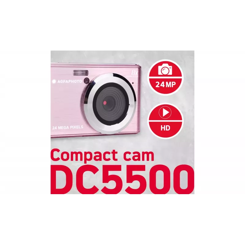 Câmara compacta AgfaPhoto DC5500 24 MP CMOS 5600 x 4200 píxeis rosa