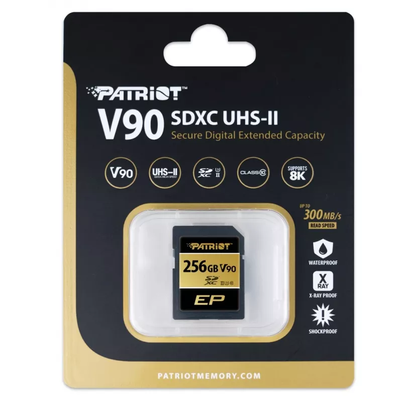 Cartão de memória PATRIOT V90 256 GB SDXC UHS-II U3 Classe 10 (PEF256GEP92SDX)