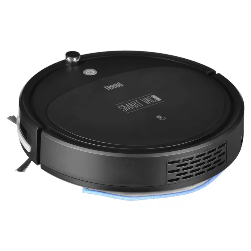 Aspirador robô TEESA Smart VAC 2 — redondo, preto, potência de aspiração 1000 Pa, bateria Li 9,6 V/2000 mAh, depósito de pó 0,2 l, WLAN, regresso automático