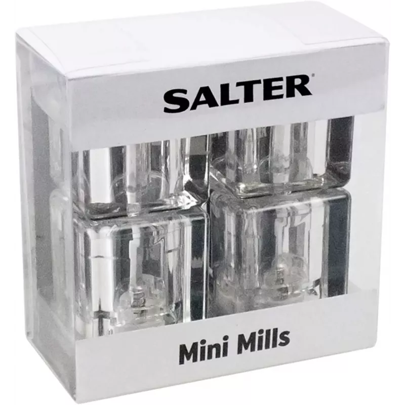 Saleiro e pimenteiro Salter 7605 CLXR Twin design compacto, a pilhas, moagem ajustável