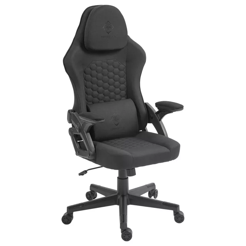 Cadeira gaming Deltaco DC130 Soft Woven Mesh preta (GAM-180)