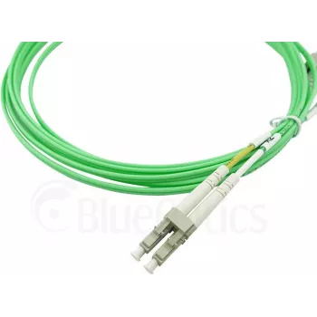 Cabo de patch de fibra ótica duplex BlueOptics, LC-UPC/LC-UPC bege, 10 metros, multimodo G50/125μm, OM5