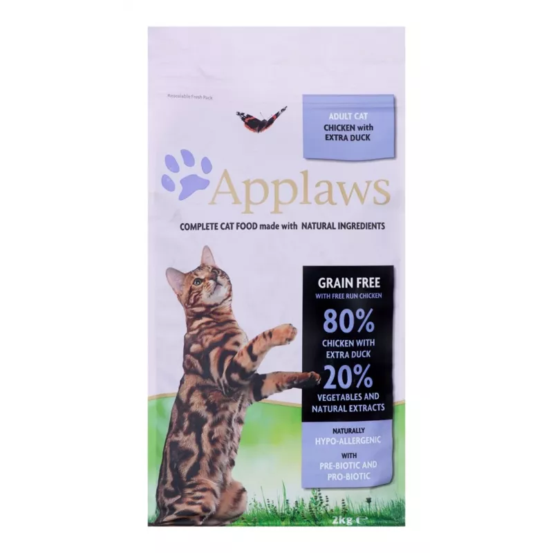 Applaws ração seca para gatos, frango com pato, 2 kg