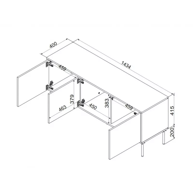 Móvel de TV Cama INSERTO 3D 143.5x40x61.5 cashmere + LED