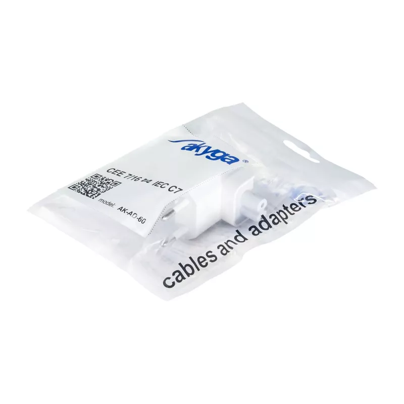 Akyga AK-AD-60 ficha de substituição UE CEE 7/16 para IEC C7, branco