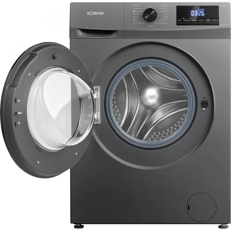 BOMANN WA 7185 máquina de lavar roupa de carga frontal, 8 kg, 1400 rpm, titânio/preto