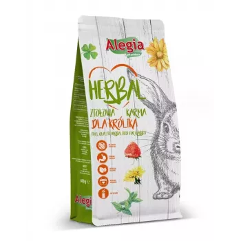 Ração seca para coelhos Alegia ALEGIA 600 g — alimento completo para coelhos adultos, sabor a fruta, sem cereais, sem glúten e sem soja