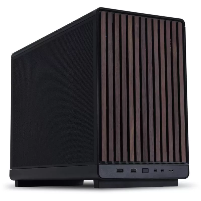 Caixa para PC Lian Li A3-mATX Torre Micro — Micro-ITX/Micro-ATX, Wood & Preto, suporta fontes de alimentação ATX/SFX/SFX-L