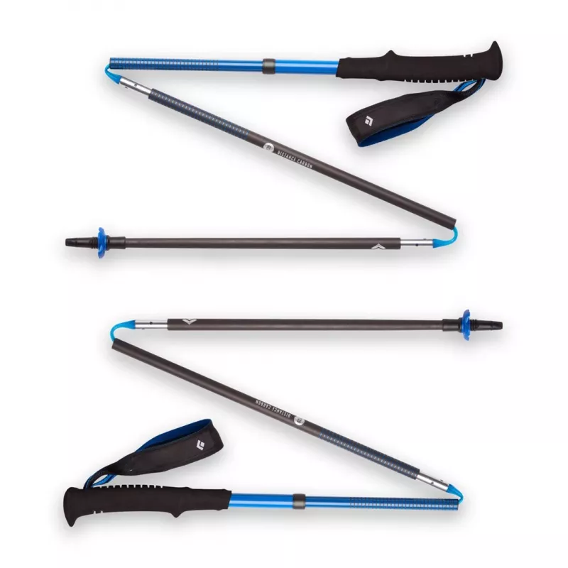 Bastões de trekking Black Diamond Distance Carbon Z, haste em carbono dobrável, 120 cm, 280 g, 3 partes