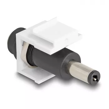 Módulo Keystone DeLOCK DC 5,5 x 2,1 mm fêmea para DC 5,5 x 2,5 mm macho branco