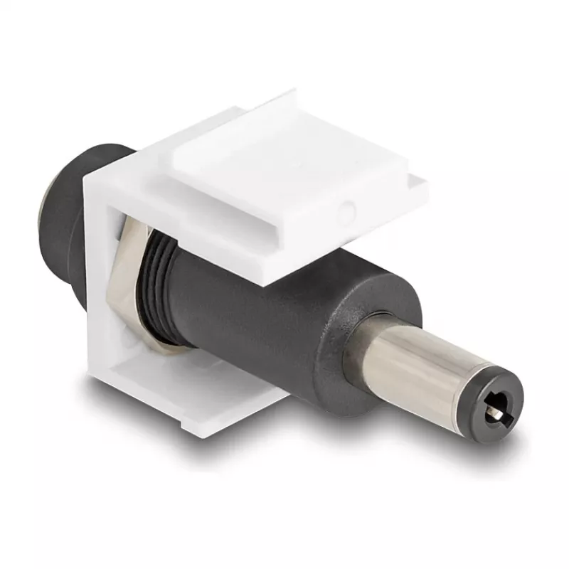 Módulo Keystone DeLOCK DC 5,5 x 2,1 mm fêmea para DC 5,5 x 2,5 mm macho branco
