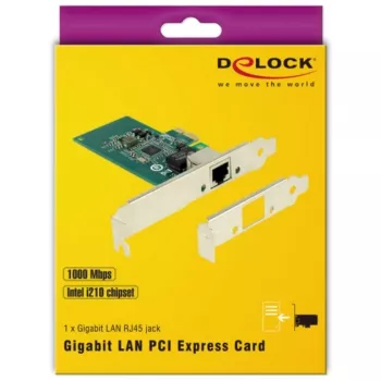 DeLock placa PCI Express > 1 x Gigabit LAN - adaptador de rede - PCIe 2.1 Low-Profile - Gigabit Ethernet