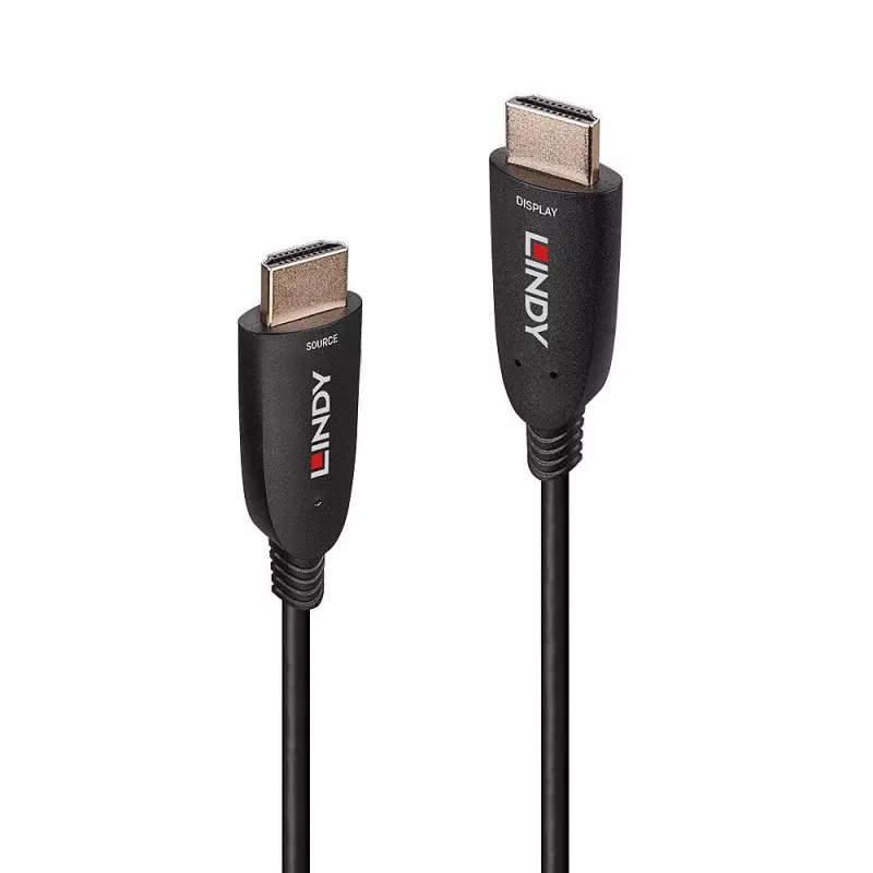 Cabo HDMI híbrido de fibra ótica Lindy 10m 8K60, 10 m, HDMI tipo A (standard), HDMI tipo A (standard), 48 Gbit/s, preto