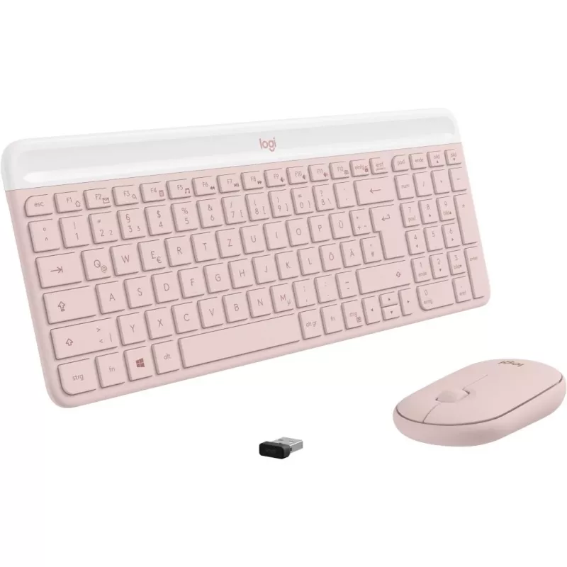 Logitech Slim Wireless Combo MK470 - conjunto teclado-rato - sem fios - 2,4 GHz - QWERTY - rosa (920-011314)