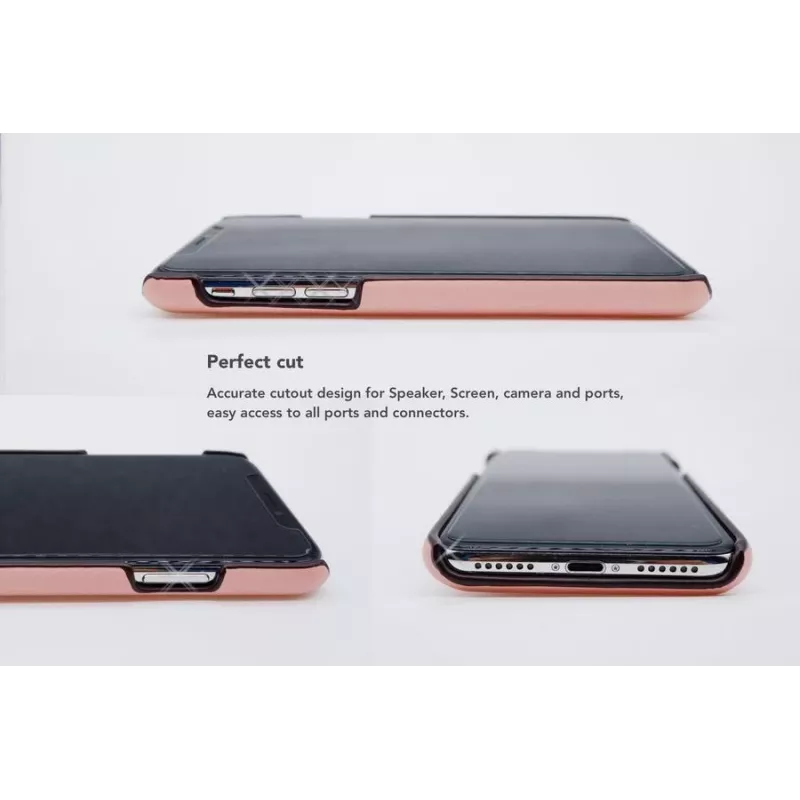 Capa traseira com compartimento para cartões VixFox para iPhone X/XS — capa protetora rosa com compartimento para cartões