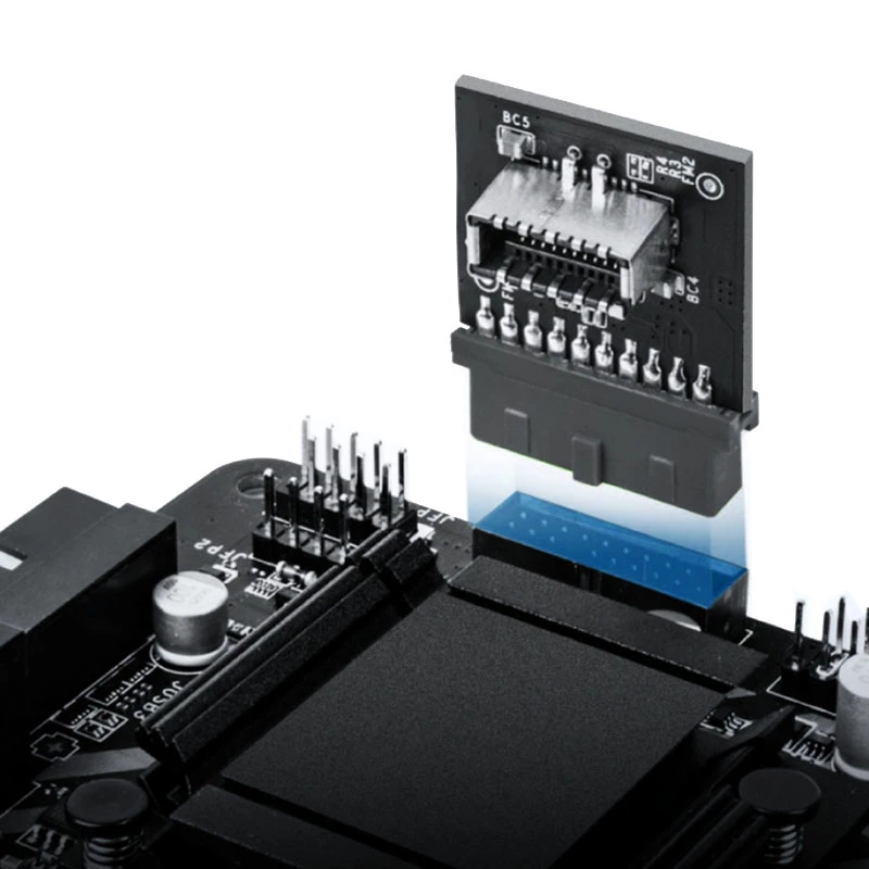 GrauGear adaptador interno de USB 3.0 de 19 pinos para USB 3.1 Type-E de 20 pinos Key A, 90 graus