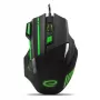 Rato gaming com fios ESPERANZA EGM201G — destro, ótico 2400 DPI, 7 botões, USB Type-A, cabo 1,5 m, preto/verde
