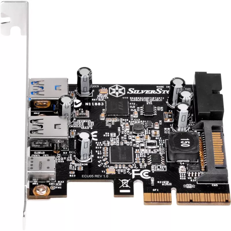 SilverStone ECU05 - adaptador USB - PCIe 2.0 x2 Low Profile - USB 3.1 Type-C x 1 + USB3.0 x 2 + USB3.0 (interno) x 2 (SST-ECU05)