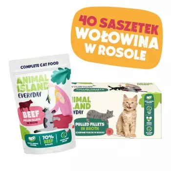 ANIMAL ISLAND vaca em caldo comida para gato monofrasco 40x85g