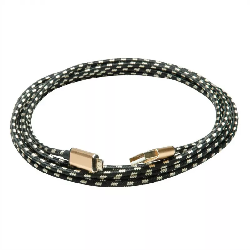 Cabo USB ROLINE 11.02.8820 1,8 m USB 2.0 USB-C Micro-USB B preto - dourado (11.02.8820)
