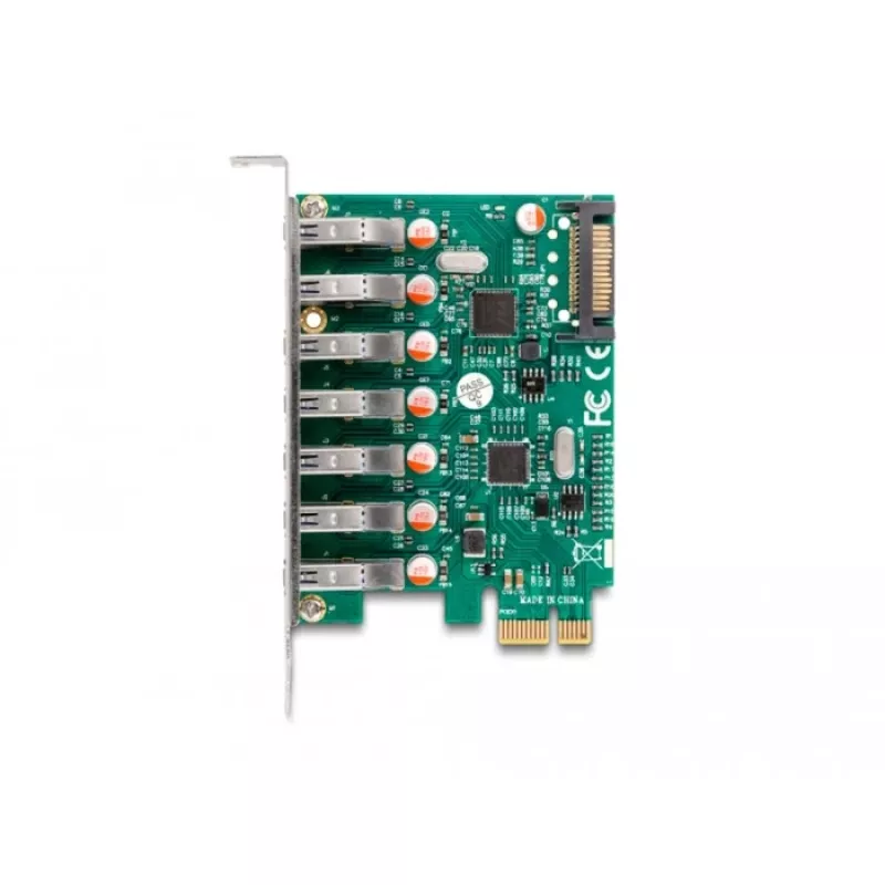 Placa PCI Express x1 DeLOCK para 7 x USB 5 Gbit/s Type-A conector fêmea externo