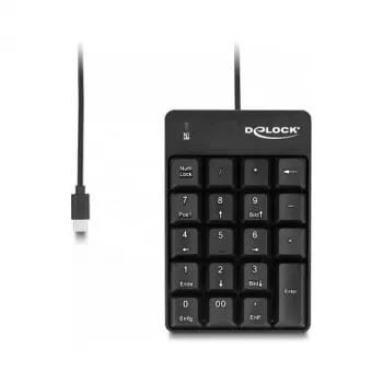 Teclado numérico DeLOCK 12108 USB preto 19 teclas 1,6 m cabo