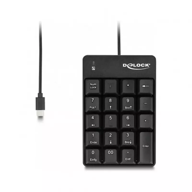 Teclado numérico DeLOCK 12108 USB preto 19 teclas 1,6 m cabo