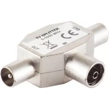 Conector em T ShiverPeaks 83110 — 2× ficha para 1× conector fêmea adaptador para ligações coaxiais de antena