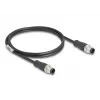 Cabo de rede DeLOCK M12 cabo codificado A 8 pinos macho para macho Cat5e 1 m preto