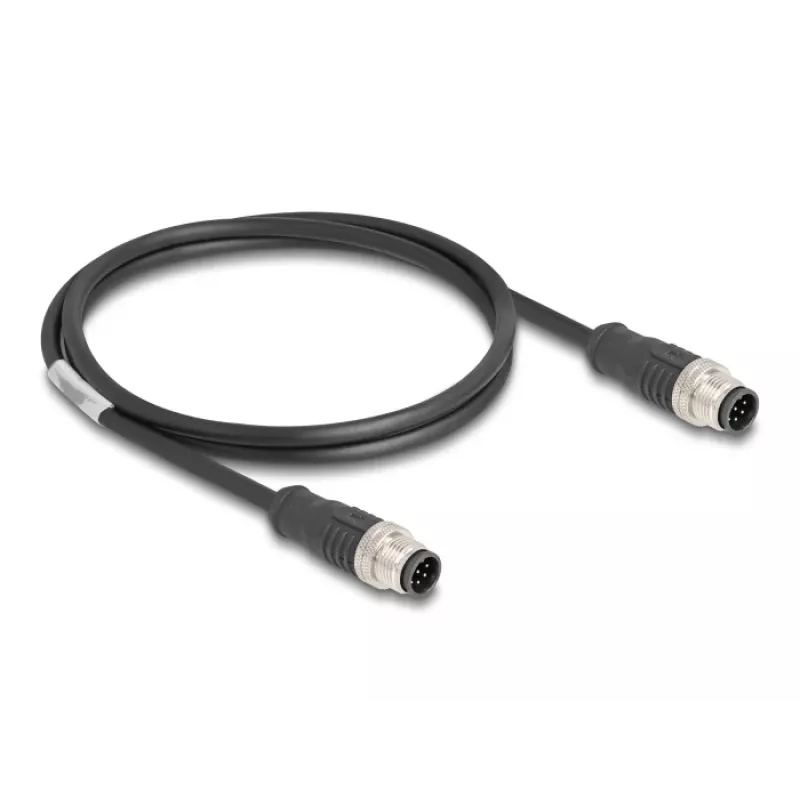Cabo de rede DeLOCK M12 cabo codificado A 8 pinos macho para macho Cat5e 1 m preto