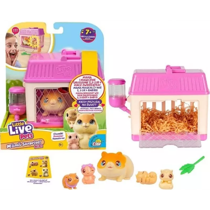 Brinquedo interativo Cobi Little Live Pets Mama Surprise Mini Hamster MO-26626, pequena figura colecionável